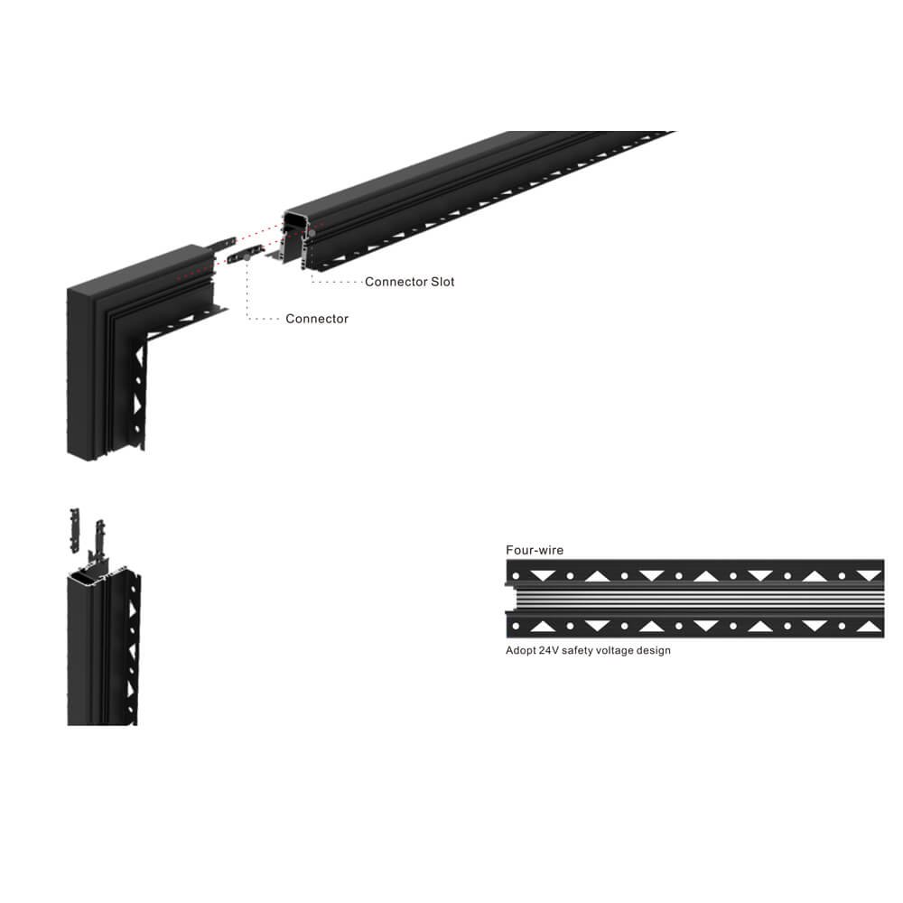 Trimless magnetic track rail
